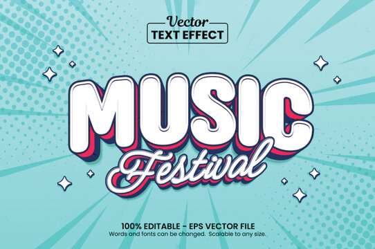 Editable text effect - Music Fest Vintage Cartoon template style premium vector