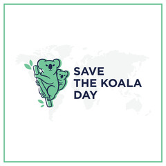 Save the koala day greetings vector.