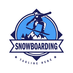 Snowboarding logo design vector illustration