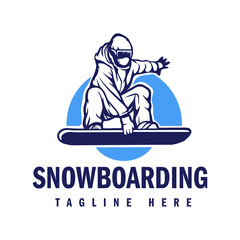 Snowboarding logo design vector illustration