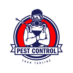 Hand-drawn pest control logo design vector illustration