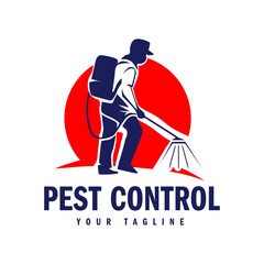 Hand-drawn pest control logo design vector illustration - obrazy, fototapety, plakaty