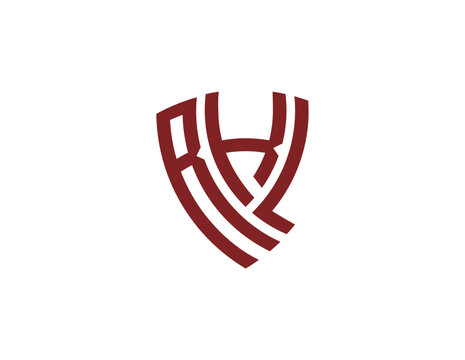 RKL creative letter shield logo design vector icon illustration