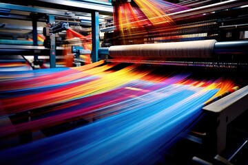 A loom at work with vibrant colors.
