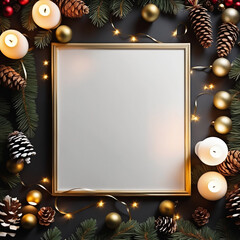 christmas frame with candles
