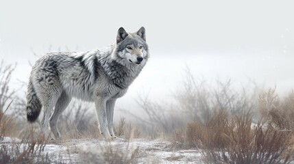 A lone wolf with a gray coat Generative Ai