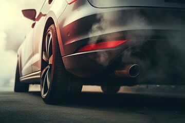Car exhaust pipe with thick smoke.
