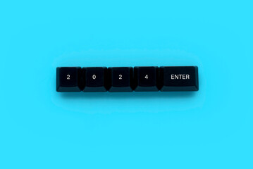 New year concept. Computer keyboard written with new year number.