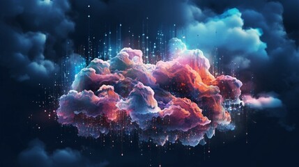 Cloud computing technology concept wallpaper backgroun Generative Ai - obrazy, fototapety, plakaty