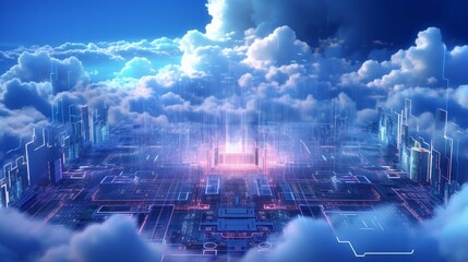 Cloud computing technology concept wallpaper backgroun Generative Ai