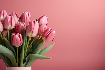 pink tulips on pink background