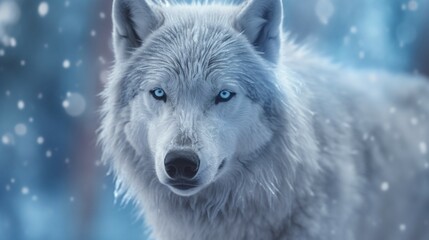Obraz premium Wolf with icy blue fur and crystal-blue eyes howling Generative Ai