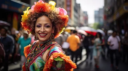 Papier Peint photo Carnaval Portrait beautiful woman with carnival costume AI Generative 