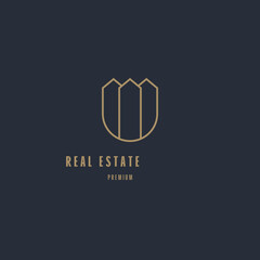 Obraz premium Gold U Real estate logo design. creative elegant Monogram