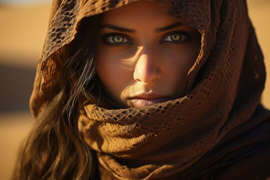 Berber woman in the sand desert.