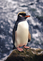 Fototapeta premium Generative AI Cute and adorable penguin in a different style and place
