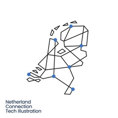 netherlands Connection Tech Technology Geometric Polygonal Logo Vector Icon Illustration