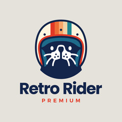 Sea Otter With Retro Helmet Rider Logo Vector Icon Illustration