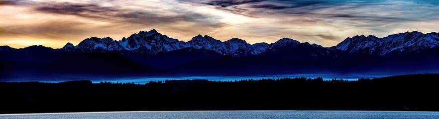 sunset over the mountains