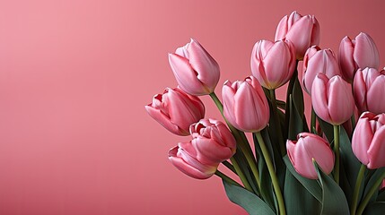 pink tulips isolated on pink
