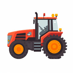 Tractor, 2D, simple, flat vector, cute cartoon, illustration, rural, agricultural-themed, child-friendly, educational materials, whimsical graphics, charming design, lovable, playful