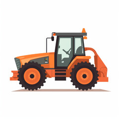 Fototapeta na wymiar Tractor, 2D, simple, flat vector, cute cartoon, illustration, rural, agricultural-themed, child-friendly, educational materials, whimsical graphics, charming design, lovable, playful