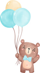 Cute teddy bear boy with balloons