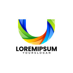 colorful letter U gradient icon logo design