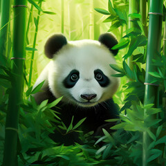 panda in bamboo forest