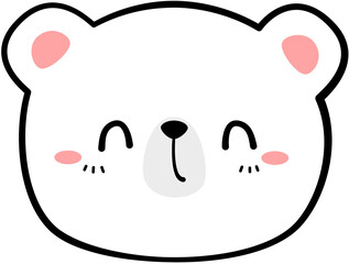 White teddy bear smile head hand drawn cartoon