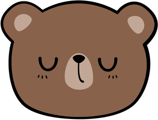 Brown teddy bear sleep head hand drawn cartoon