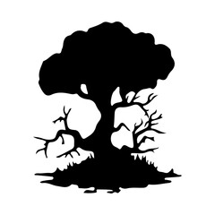 halloween tree ,tree devil scary scary halloween illustration vector 