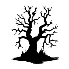 halloween tree ,tree devil scary scary halloween illustration vector 
