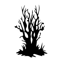 halloween tree ,tree devil scary scary halloween illustration vector 