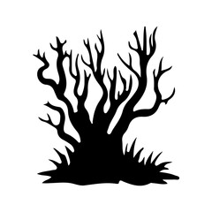 halloween tree ,tree devil scary scary halloween illustration vector 
