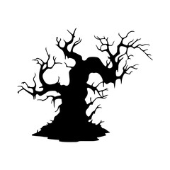 halloween tree ,tree devil scary scary halloween illustration vector 