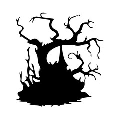 halloween tree ,tree devil scary scary halloween illustration vector 