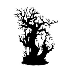 halloween tree ,tree devil scary scary halloween illustration vector 