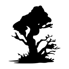 halloween tree ,tree devil scary scary halloween illustration vector 