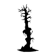 halloween tree ,tree devil scary scary halloween illustration vector 