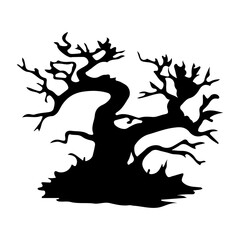 halloween tree ,tree devil scary scary halloween illustration vector 