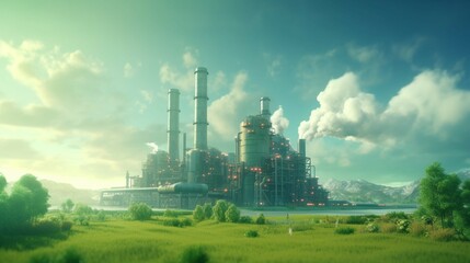 Fototapeta na wymiar Green Industry Eco Power Factory Good environment generative ai