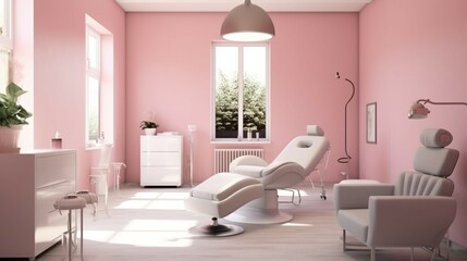 Fototapeta na wymiar Imagine a dreamy hair salon with a pink interior generative ai