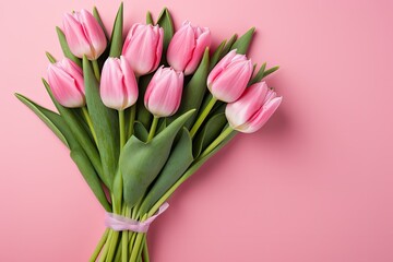 pink tulips on pink background
