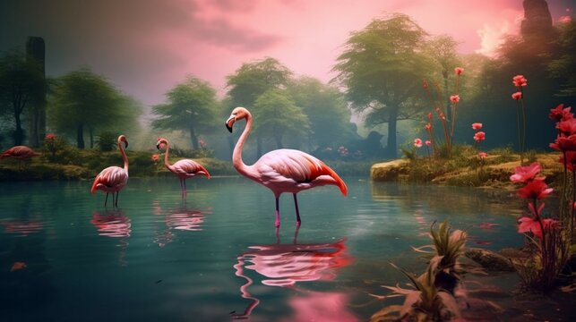 flamingo in its natural habitat ISO 100 generative ai
