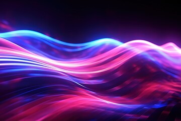Fototapeta premium abstract futuristic background with pink blue glowing neon moving high speed wave lines and bokeh lights. Data transfer concept Fantastic wallpaper