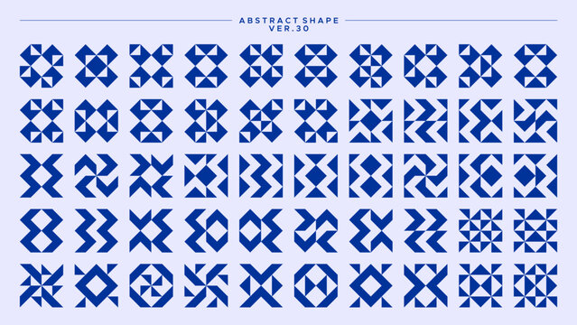 Minimalist sharp line memphis abstract square basic shape pattern design set