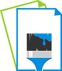 Document with paint brush inside