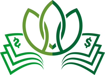 Money with flower inside