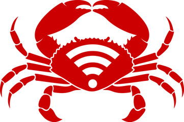 Red crab with signal icon
